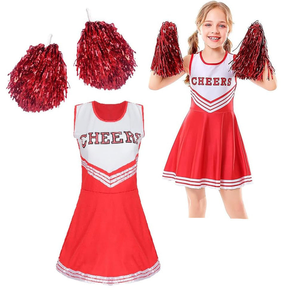DTXYBC Girls Cheerleader Costume with Pom Poms